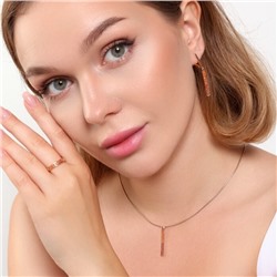 Комплект ювелирная бижутерия коллекция  "Дубай" серьги, кулон и кольцо 17 р, покрытие: позолота, вставка: фианиты, цвет: оранжевый, арт.215.413-17