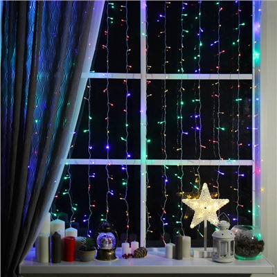 УЦЕНКА Гирлянда «Занавес», 2×1.5 м, IP20, 360 LED, 220 В, 8 режимов, свечение мульти
