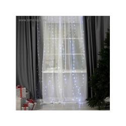 Гирлянда «Занавес» 2.8×3 м роса на крючках, с пультом, IP20, серебристая нить, 300 LED, свечение белое, 8 режимов, USB