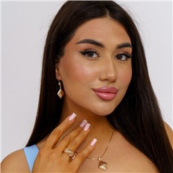 Комплект ювелирной бижутерии коллекция Дубай:  серьги, кольцо, кулон, покрытие позолота,р.р 18, Е-013, арт.001.938-18