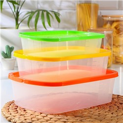 Набор пищевых контейнеров «BioFresh», 3 шт.: 1 л, 1.6 л, 2.3 л, цвет микс