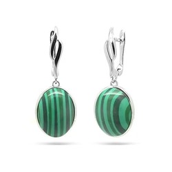 Серьги из серебра малахит, МЦВ388