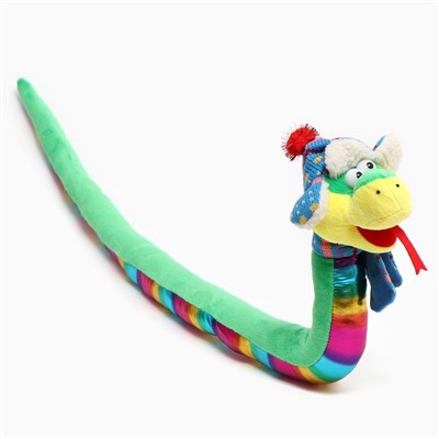 Мягкая игрушка «Змея», 95 см, с разноцветным животиком, в новогоднем колпаке