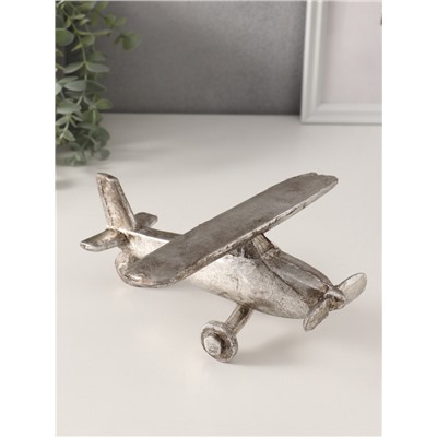Фигурка полистоун «Ретро самолёт. Моноплан», серебро с патиной, 21×21×9 см