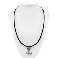 Колье из серебра кожа, Ю-52003ч