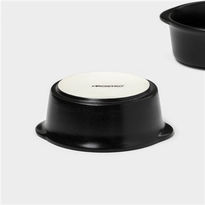 Блюдо для подачи Magistro Carbon, 200 мл, 11.5×10.3 см, керамика, набор 2 шт., чёрное