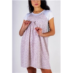 Сарафан с кокеткой SummerQ арт. 8689 (Молочный_сиреневый цветочек)