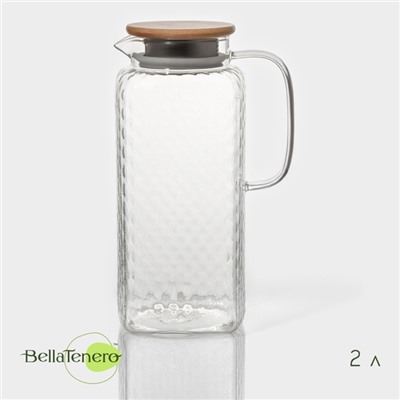 УЦЕНКА Кувшин с бамбуковой крышкой «Эко», 2 л, 14.5×10.5×25 см