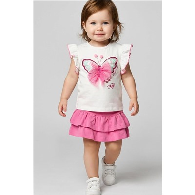 Комплект детский трикотажный для девочек: джемпер (футболка), юбка-шорты PLAYTODAY, 1240076