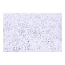 Картина по номерам 20х30 "Снежный двор" на подрамнике