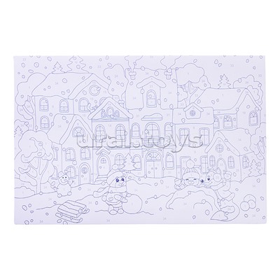 Картина по номерам 20х30 "Снежный двор" на подрамнике