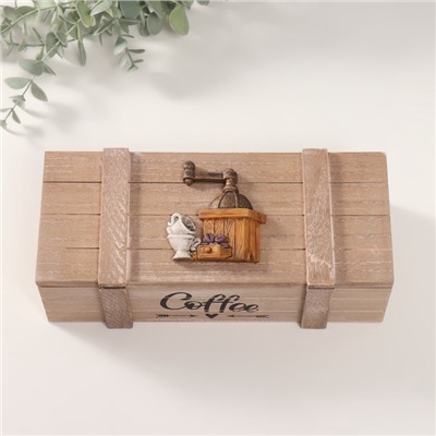 Шкатулка для чая с делениями «Кофемолка», дерево, 10.5×24×7.5 см