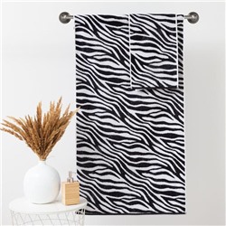 Полотенце махровое Этель ЧБ «Зебра», пестроткань, 70×130 см