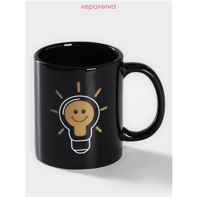 Кружка - хамелеон Доляна «Лампочка», 350 мл, керамика, чёрная