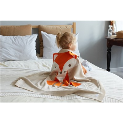 Вязаный плед "Крошка Я" Лисица, размер 90х90 см, цвет оранжевый