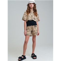Комплект трикотажный для девочек: майка, шорты, фуфайка (футболка)