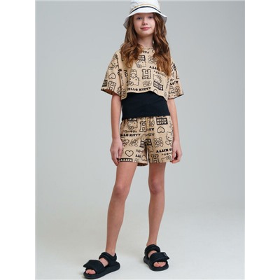 Комплект трикотажный для девочек: майка, шорты, фуфайка (футболка)