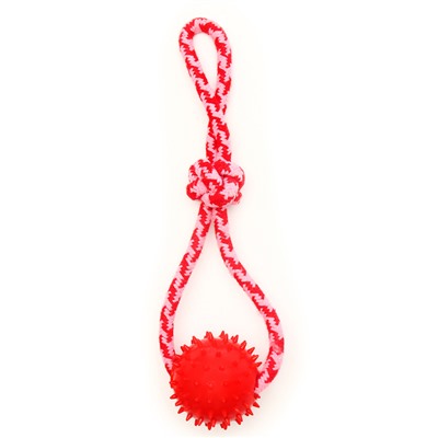 Игрушка канатная «Узел с массажным шариком», до 31 см, до 65 г, микс цветов