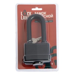 Замок навесной LOCKLAND, 65 мм, влагозащищенный, длинная дужка, 2 ключа, цвет черный