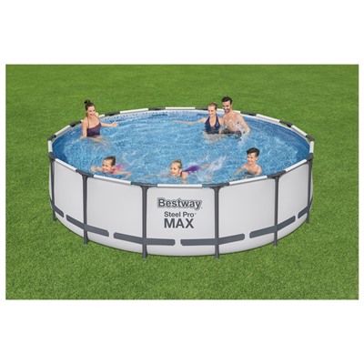 Бассейн каркасный Bestway Steel Pro MAX 56950, 427×107 см, фильтр-насос, лестница, тент, круглый