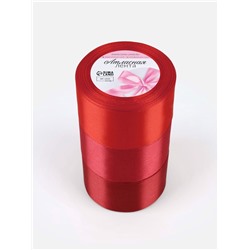 Атласная лента, набор 3 шт., 50 мм, 23±1 м, красная, бордовая