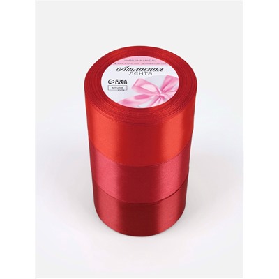 Атласная лента, набор 3 шт., 50 мм, 23±1 м, красная, бордовая