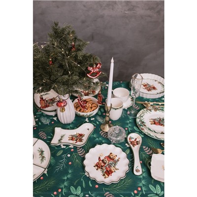 Блюдо для запекания новогоднее Доляна «Сказки зимнего леса», 1.3 л, 28.8×25×4.3 см, доломит, белое