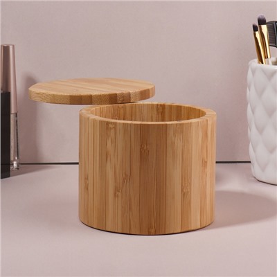 Органайзер для хранения «BAMBOO», с крышкой, раздвижной, d=12×10.5 см, коричневый