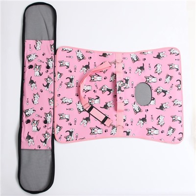 Сумка - переноска каркасная «Играющие котики», размер L, 53×21×29 см, розовая