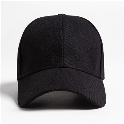 Бейсболка мужская однотонная MINAKU на липучке, размер 58, чёрная