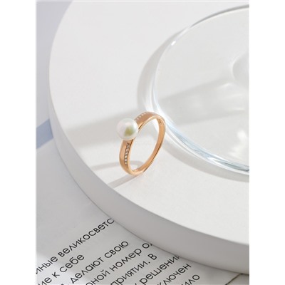 Кольцо из золочёного серебра с культ. жемчугом и фианитами 925 пробы 1-300з1005