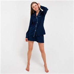 Пижама женская (рубашка, шорты) MINAKU: Light touch, синяя, размер 52