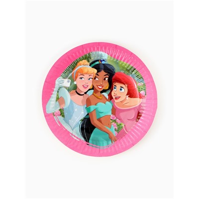 Посуда одноразовая бумажная на 10 персон: стаканы, тарелки, скатерть, Принцессы Дисней