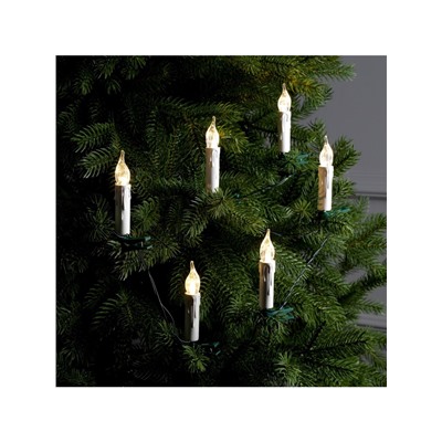 УЦЕНКА Гирлянда «Нить» 4 м с насадками «Свечи на прищепке», IP20, тёмная нить, 20 LED, свечение тёплое белое, 220 В