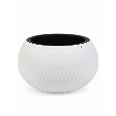 Кашпо для цветов «Жемчужина», 7 л, d=36 см, h=22 см, пластик, со вставкой, подвесное, белое