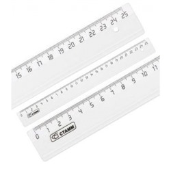 Линейка пластиковая 25 см прозрачная, бесцветная ЛН23 Стамм