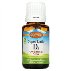 Carlson Labs, Super Daily D3, 100 mcg (4,000 IU), 0.35 fl oz (10.3 ml)