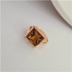 Кольцо 18 р ювелирная бижутерия коллекция "Дубай", покрытие позолота, вставка: фианит, цвет: коричневый, арт.414.110-18