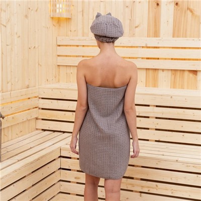 Набор для бани и ванной Этель «Вафля» полотенце 70×140 см+чалма 21×25 см, цв.коричневый