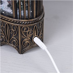 Светодиодная фигура «Фонарь с Дедом Морозом и оленями» 13×25.5×8 см, пластик, батарейки ААх3 (не в комплекте), USB, свечение тёплое белое