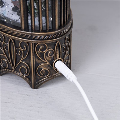 Светодиодная фигура «Фонарь с Дедом Морозом и оленями» 13×25.5×8 см, пластик, батарейки ААх3 (не в комплекте), USB, свечение тёплое белое