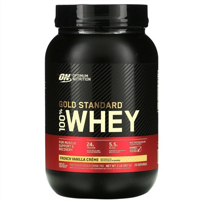 Optimum Nutrition, Gold Standard 100% Whey, 100% сыворотка, французский ванильный крем, 909 г (2 фунта)