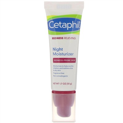 Cetaphil, ночное увлажняющее средство, снятие покраснения, 50 г (1,7 унции)