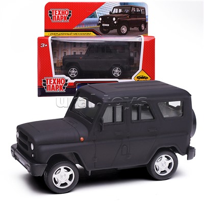 Машина металл UAZ Хантер 10,5 см, (матовый черный) инерц, в коробке
