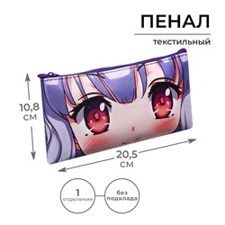 Пенал школьный, текстиль, плоский, 10.8×20.5 см «Аниме. Взгляд»