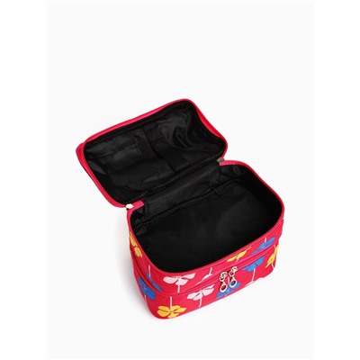 Косметичка - органайзер на молнии, с отделами, с рисунком, малиновая