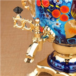 Набор посуды «Птица на синем», 3 предмета: самовар 3 л, заварочный чайник 0.7 л, поднос