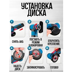 Мини УШМ аккумуляторный 2 акб в кейсе