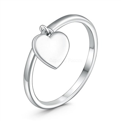 Кольцо из серебра родированное - Сердце 925 пробы 10-1145