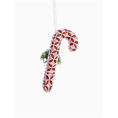 Ёлочная игрушка «Леденец » кружево шишка, 7×15 см, красно-белый